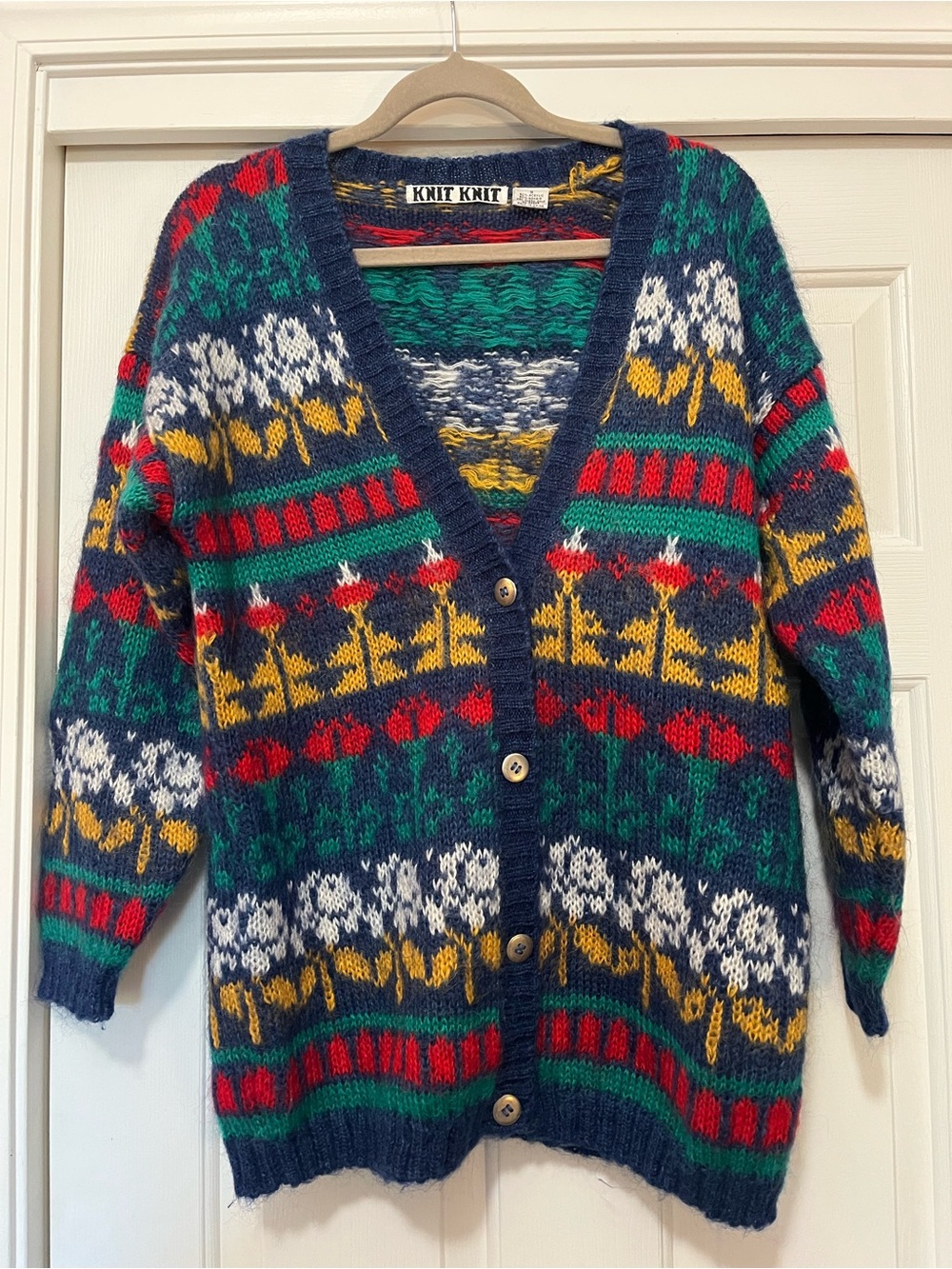Multicolor Floral Pattern Button Cardigan Sweater